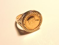 Lot 194 - A 9ct gold 1/10 Krugerrand ring