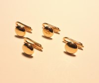 Lot 204 - A cased set of four plain gold swivel fitting dress studs