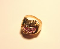 Lot 225 - An Italian synthetic ruby and diamond dress ring