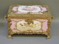 Lot 593 - A 20th century Continental porcelain and metal mounted casket