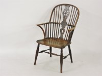 Lot 839 - A 19th century ash and elm wheelback Windsor chair