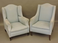 Lot 810 - Two Edwardian wing armchairs