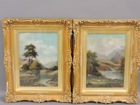 Lot 703 - English School (late 19th century)
RIVER SCENES WITH A FISHERMAN ON A BANK; 
A BRIDGE BEYOND