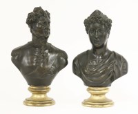 Lot 216 - A pair of bronze busts