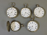 Lot 263 - Five silver open faced pocket watches