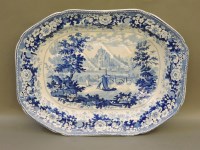 Lot 649 - A Minton 'English Scenery Series' blue and white meat plate