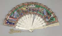 Lot 364 - A Canton bone fan