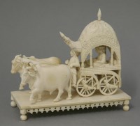 Lot 481 - An ivory buffalo cart