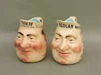 Lot 537 - A pair of Sarreguemines advertising character jugs