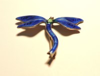 Lot 196 - A sterling silver enamel dragonfly brooch