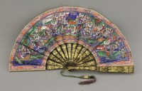 Lot 156 - A rare Canton lacquer and painted extending Fan