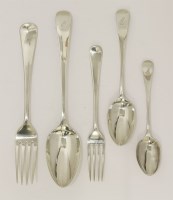 Lot 116 - A George III/Victorian composite silver old english pattern flatware service