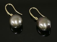 Lot 517 - A pair of Tahitian cultured pearl drop earrings