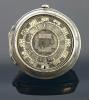 Lot 414 - A silver pair case pocket watch