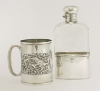 Lot 154 - A silver mounted glass spirit flask
