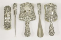 Lot 159 - An Edwardian matching silver five-piece dressing table set