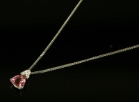 Lot 589 - An 18ct white gold pink tourmaline and diamond pendant