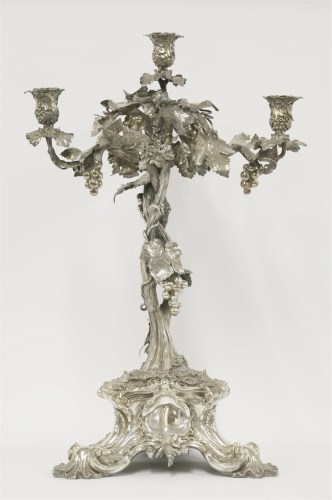 Lot 109 - An early Victorian cast silver four-light candelabrum