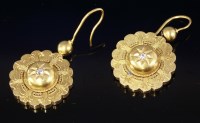 Lot 326 - A pair of Victorian gold and diamond drop earrings