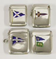 Lot 250 - Four Victorian/Edwardian silver and enamel Yachting pennant vestas