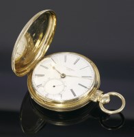 Lot 422 - A gold key wound hunter pocket watch