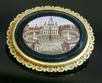 Lot 329 - A Victorian micromosaic gold brooch