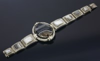 Lot 369 - A Scottish sterling silver hardstone bracelet