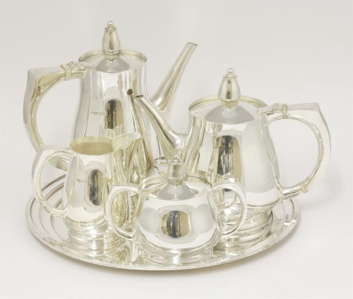 Lot 164 - A silver five-piece tea set