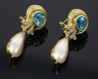 Lot 567 - A pair of Continental blue topaz