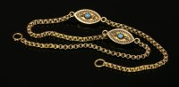 Lot 407 - A Victorian turquoise and pearl gold necklace