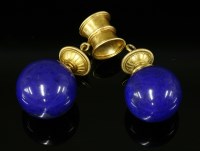 Lot 325 - An Archaeological Revival gold and lapis lazuli set pendant