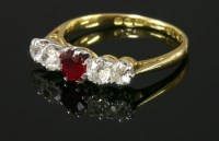 Lot 466 - An 18ct gold ruby and diamond graduated five stone ring