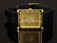 Lot 630 - A gentlemen's 18ct gold Piaget mechanical strap watch