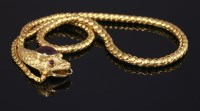 Lot 321 - A Victorian garnet set serpent or snake necklace