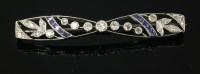 Lot 441 - An Art Deco sapphire and diamond bow brooch