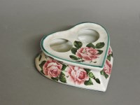 Lot 1217 - A Wemyss heart shaped 'Cabbage Roses' inkstand