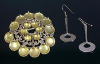 Lot 1051 - A pair of Norwegian sterling silver drop earrings
