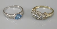 Lot 1018 - A 9ct gold aquamarine and diamond regal cluster ring