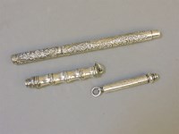 Lot 1126 - A silver simulated bamboo propelling pencil