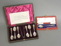 Lot 1124 - A cased set of six silver teaspoons