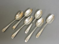 Lot 1156 - A set of six George III silver tablespoons