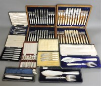 Lot 1422 - A collection of cased silver plated flatware sets