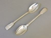 Lot 1246 - Two silver fiddle and thread pattern basting spoons