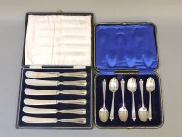 Lot 1277 - A set of six silver coffee spoons