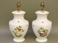 Lot 1616 - A pair of Herend porcelain table lamps