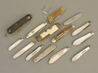 Lot 1117 - Thirteen various penknives