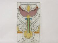 Lot 1225 - A Continental stained and leaded rectangular glass window panel