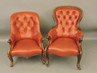 Lot 1801 - A pair of Victorian mahogany library chairs