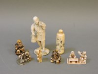 Lot 1120 - Five Japanese ivory netsukes