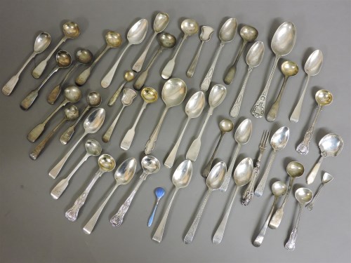 Lot 1132 - A collection of Georgian and later mainly mustard spoons